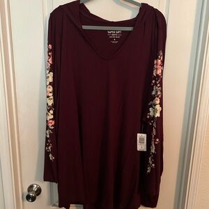 Torrid Red Long Sleeve Embellished Tunic